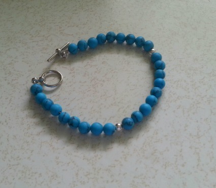 Turquoise and silver bracelet with toggle clasp (yep, I made it!)